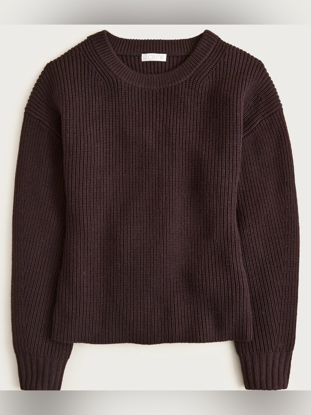 NWT J.Crew Fitted-waist Crewneck Sweater in ribbed merino wool NWT Espresso Sz M